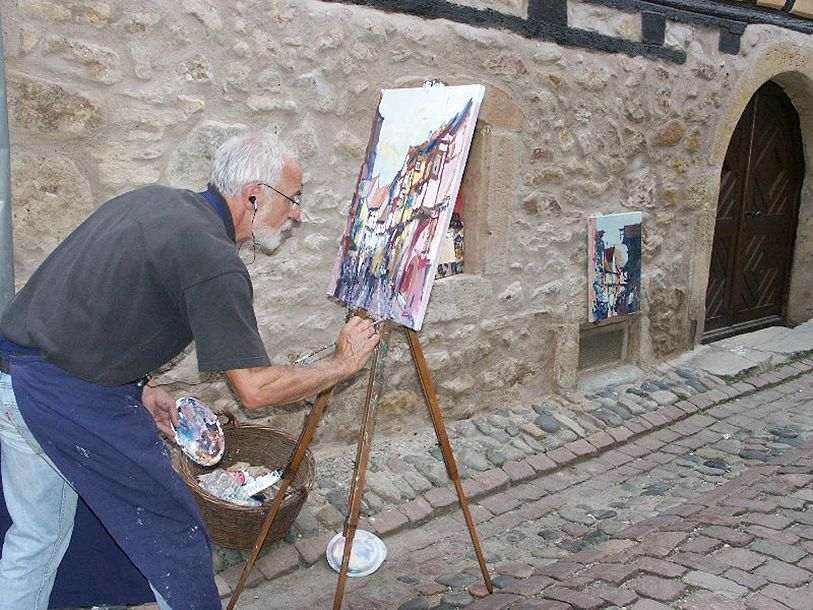 Langs den berømte vinrute i Alsace kan I opleve mange kunstnerem som forsøger at fange den særlige stemning